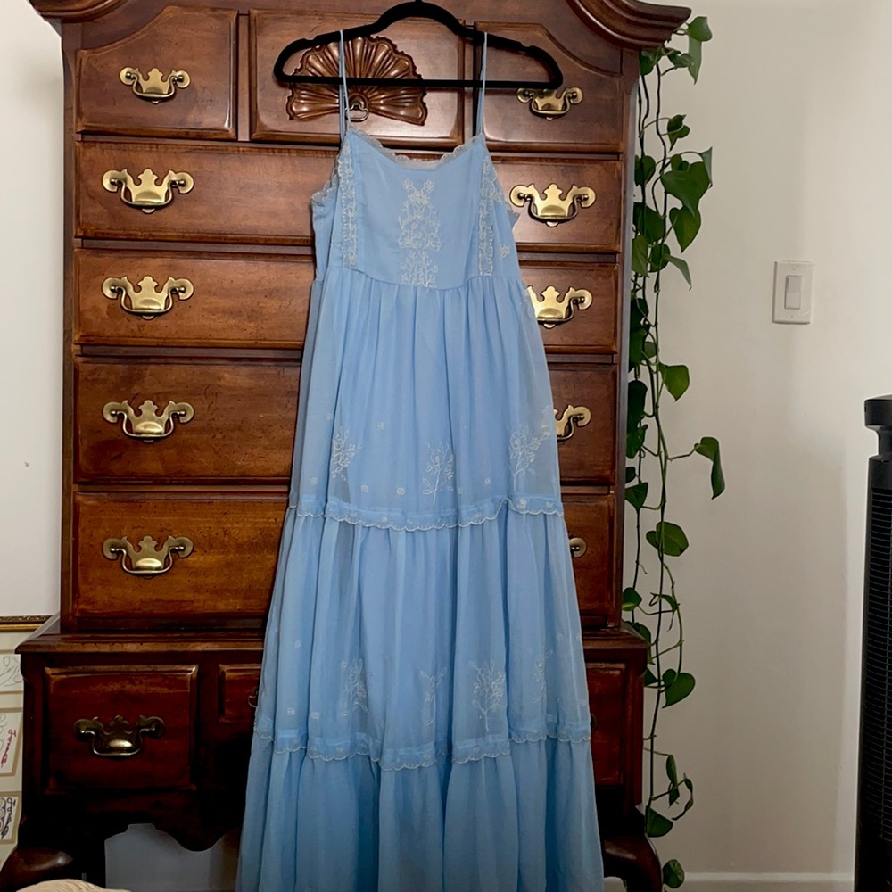 Urban Outfitters embroidered light blue maxi dress